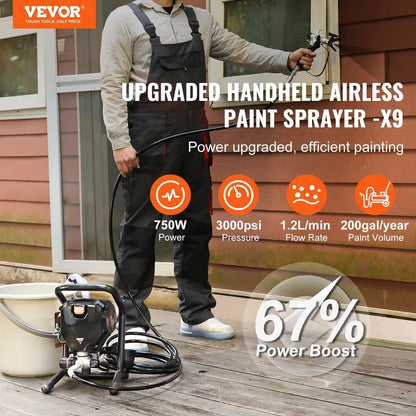 VEVOR 750W Airless Paint Sprayer 3000PSI Stand Unit
