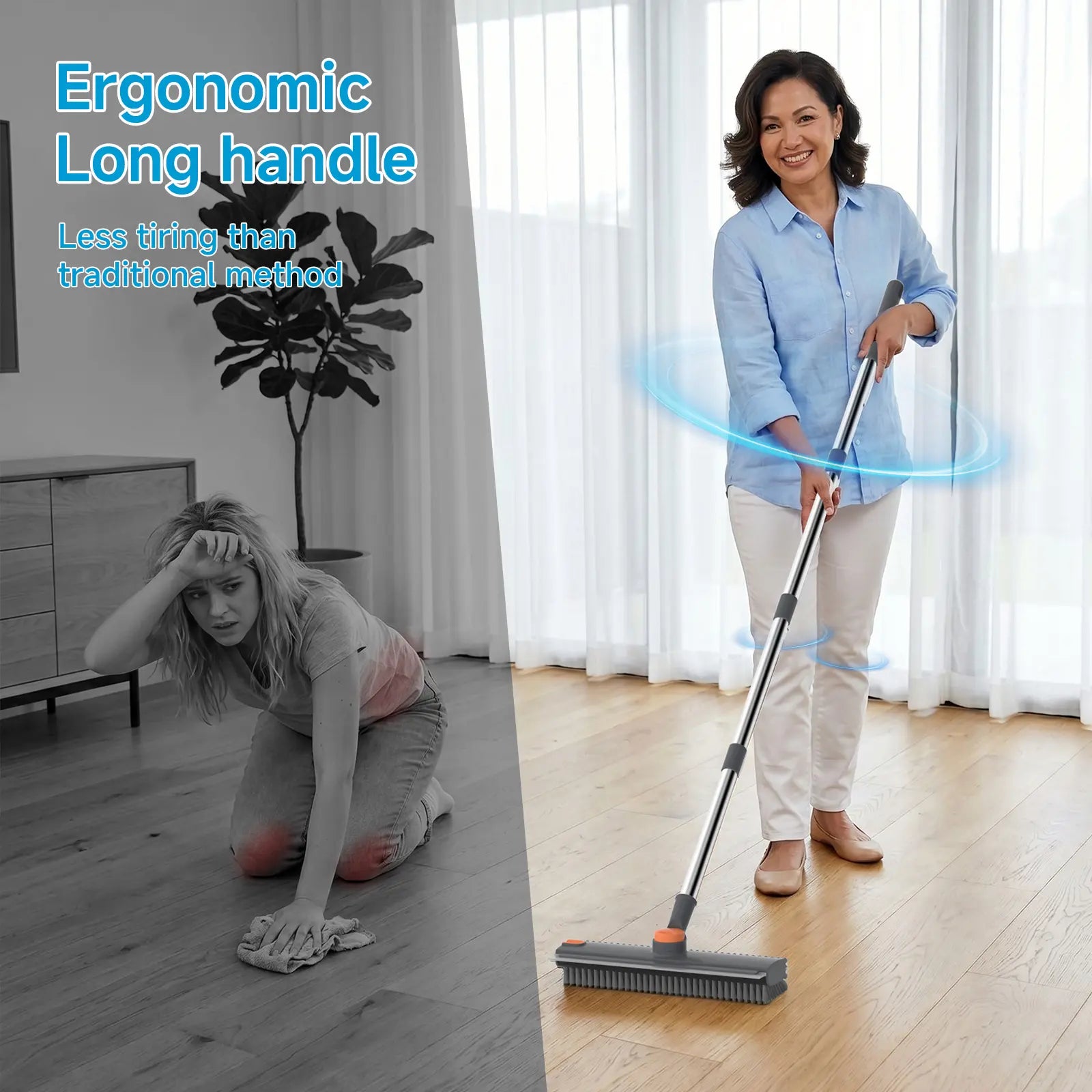 Glumzrk 3-in-1 Floor Scrub Brush with Extended Handle