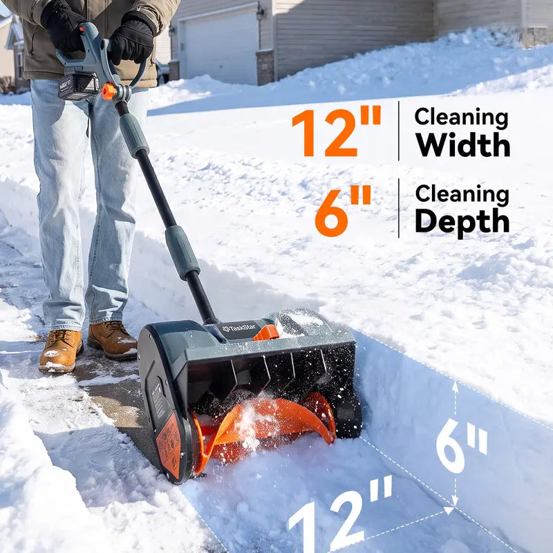TaskStar 40V/21V Cordless Snow Blower with Dual Battery, 16"/12" Options