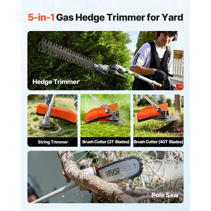 VEVOR 63CC 5-in-1 Gas Hedge Trimmer