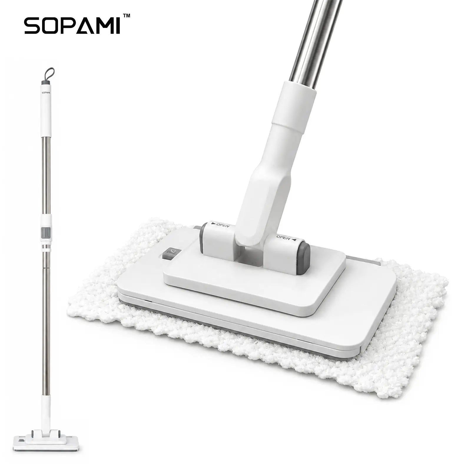 Extendable Telescopic Disposable Flat Clip Mop, 360° Swivel Lightweight Floor Mop, Multi-purpose Cleaner for Hardwood, Tile, Kitchen & Bathroom